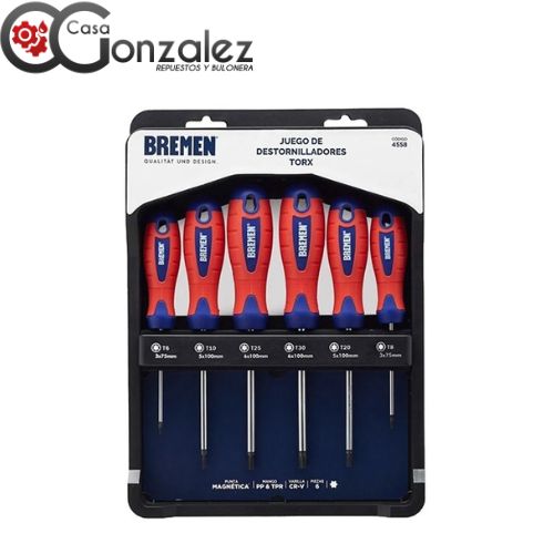 TORX:DEST.CORTO JUEGO x 6Pzs BREMEN® (T10-T40)