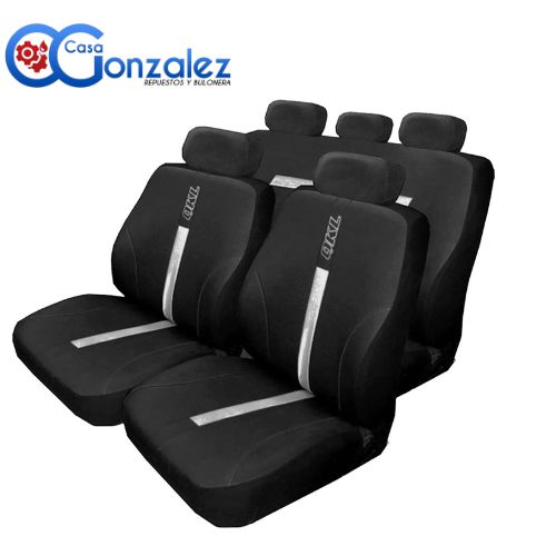 FUNDAS UNIVERSALES AUTO ECO CUERO QKL NEGRO/GRIS