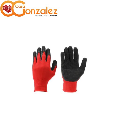 GUANTES POLYESTER BAÑO DE NITRILO NEGRO GUANTE ROJO