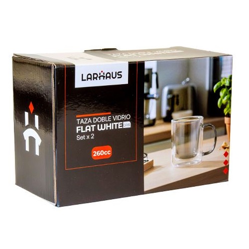LARHAUS TAZA DOBLE VIDRIO FLAT WHITE 260cc