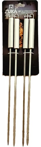 SUKÁ SET PINCHOS X4 BBQ ACERO INOX