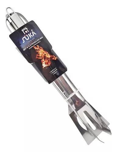 SUKÁ SET UTENSILLOS PARRILLA X3 ACERO INOX