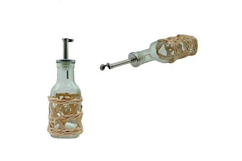 ACEITERO VIDRIO 20cm TEJIDO YUTE