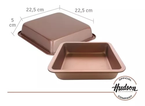 HUDSON ASADERA CUADRADA 22.5*22.5*5cm COBRE