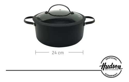 Cacerola Olla Teflon Antiadherente 24 Cm Hudson Tapa Vidrio