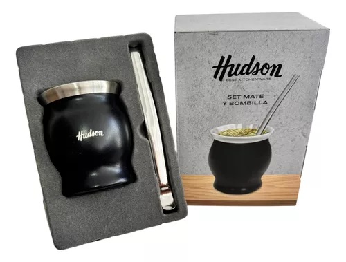 HUDSON SET MATE ACERO C/BOMBILLA COPA NEGRO