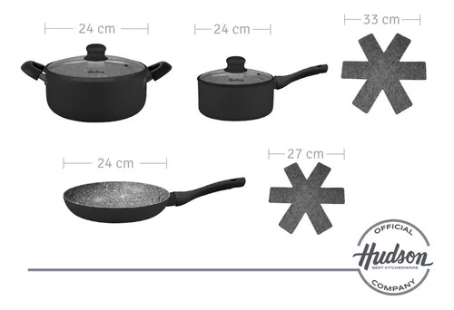 HUDSON SET GRANITO NEGRO 7 PCS (POT MATX 2)