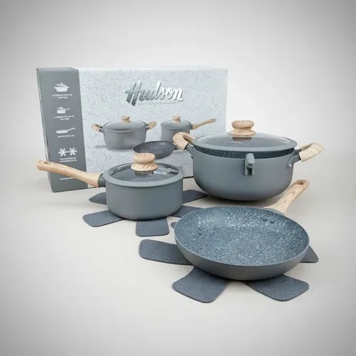 HUDSON GRANITO SILICONA SET CACEROLAS X5