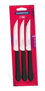 TRAMONTINA LEME Negro Cuchillo 4" X3