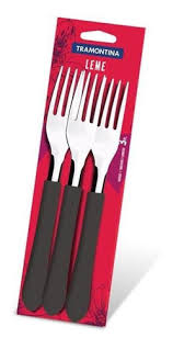 TRAMONTINA LEME Negro Tenedor Blister X3
