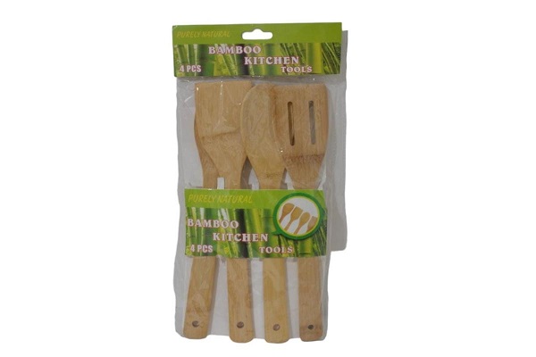 SET CUCHARAS MADERA BAMBU X4