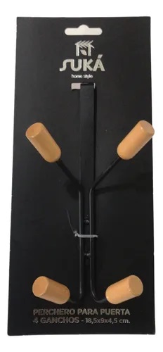 SUKÁ PERCHERO DE PUERTA 4 GANCHOS EN 1