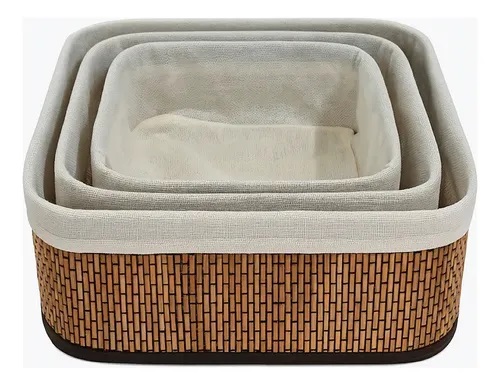 SUKA SET X3 CANASTOS BAMBOO CUADRADOS