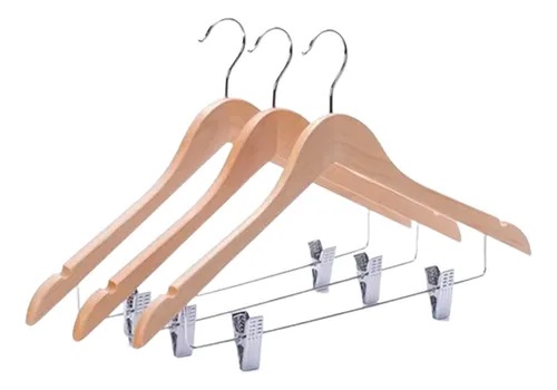 CB PERCHA MADERA CON CLIP PACK X3