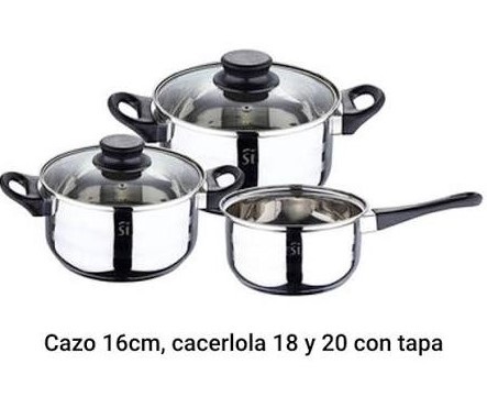 SET CACEROLAS ACERO 3 PIEZAS OFERTA