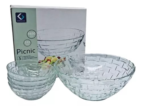 KIMGLASS SET ENSALADERA + COMPOTERAS PICNIC