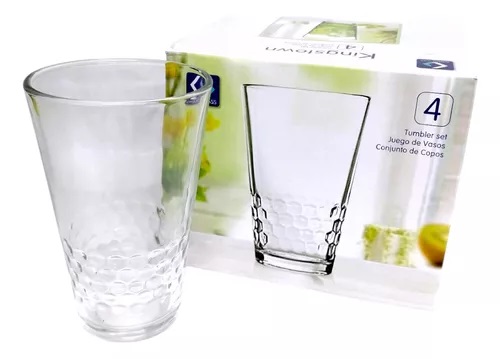 KIMGLASS SET X4 VASOS KINGSTOWN ALTO ESTUCHE