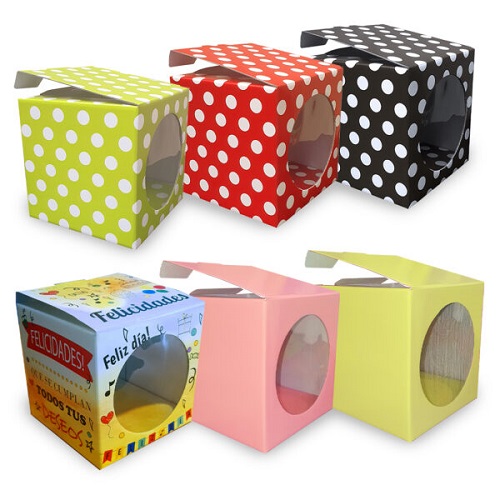 CAJA  CARTON CUBO CON VENTANA 12cm
