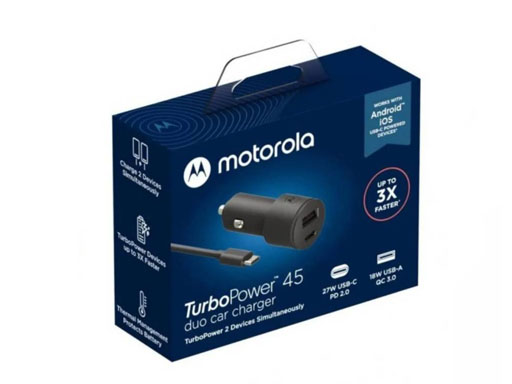Cargador Auto Motorola 45W Con Cable USB A C