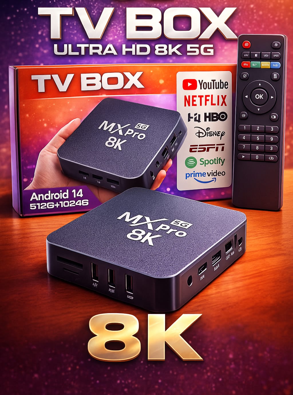 TV BOX MXQ PRO 5G Android 14 512G+1024G