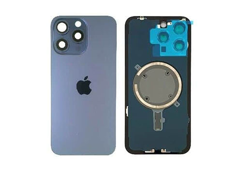 Tapa Bateria Trasera iPhone 15 PRO MAX Azul C/lentes de camaras