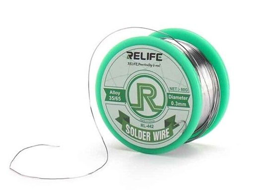 ESTAÑO EN ALAMBRE RELIFE CARRETEL 80 gramos 35/65 0.3MM – RL442