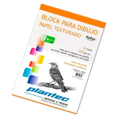 BLOCK DE DIBUJO PLANTEC A3 350G BLANCO TEXTURADO 20H