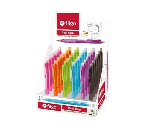 PORTAMINAS FILGO REALGRIP 0.7 C/GRIP DE GOMA DISPLAY X36