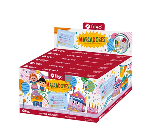 PARTY SET FILGO MARCADOR ESCOLAR 2210 X6 + BOLSITA + STICKER SET X10