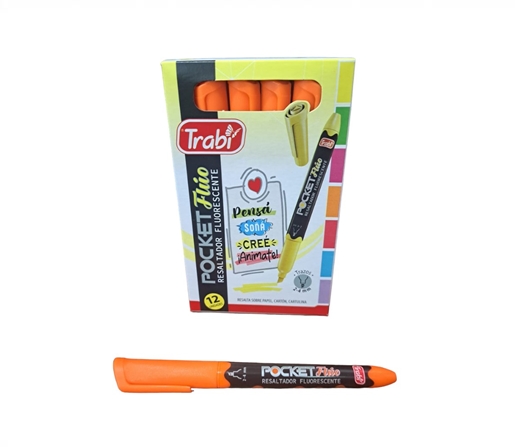 RESALTADOR TRABI POCKET FLUO AMARILLO CJ X12