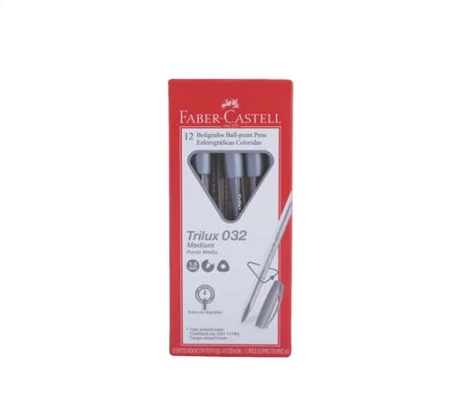 BOLIGRAFO FABER CASTELL TRILUX 032M 1MM PLATA CJ X12