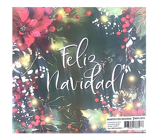 MANTEL INDIVIDUAL PUNTOCERO NAVIDEÑO NAVIDAD PAQ X6