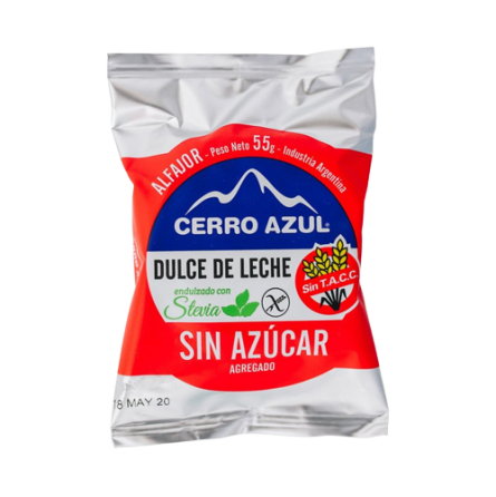 ALFAJOR DE DULCE DE LECHE SIN AZUCAR X12U CERRO AZUL