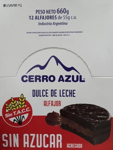 ALFAJOR DULCE DE LECHE CERRO AZUL (POR UNIDAD)
