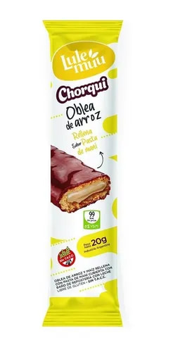 OBLEA CHORQUI PASTA DE MANI BAÑADA EN CHOCO X20 LULEMUU