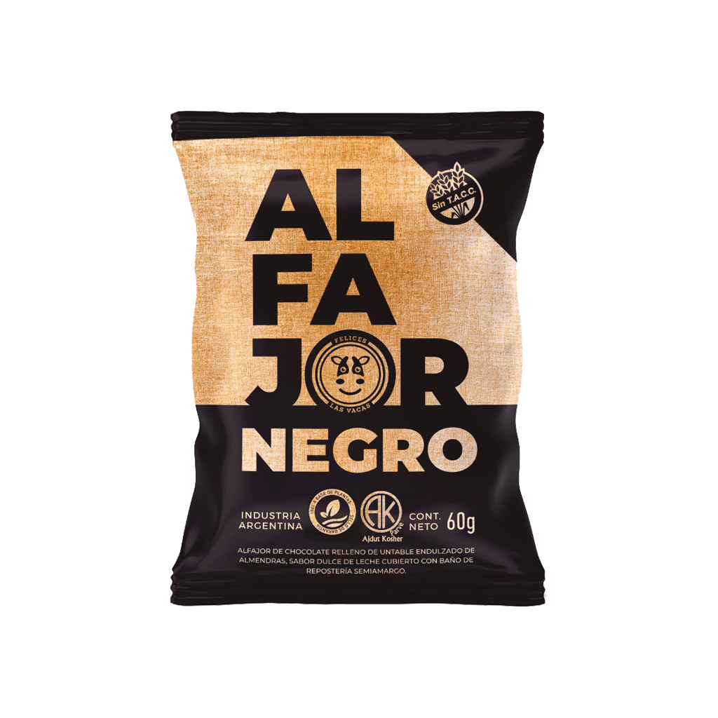 ALFAJOR DE CHOCOLATE SIN TACC 60GR X12 FELICES LAS VACAS