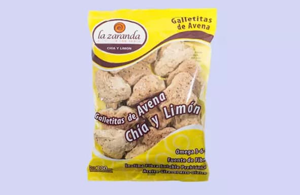 GALLETAS INTEG C/AZUCAR AVENA, CHIA Y LIMON 200GR LA ZARANDA