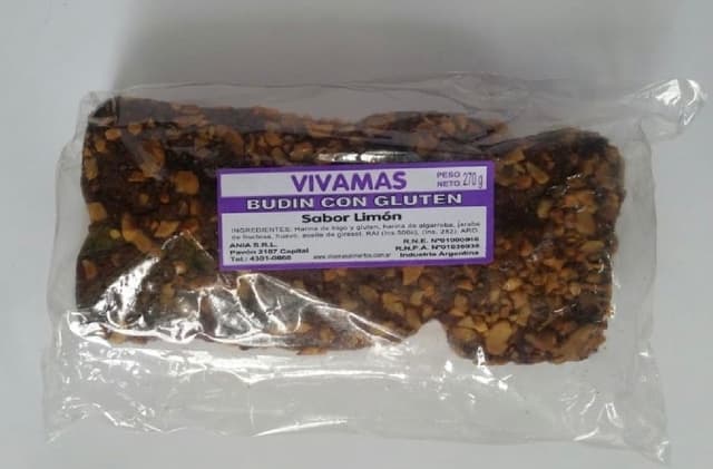 BUDIN DE LIMON CON GLUTEN RELLENO 270GR VIVAMAS