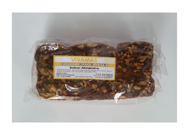 BUDIN DE ALMENDRAS CON GLUTEN SIN AZUCAR 270GR VIVAMAS
