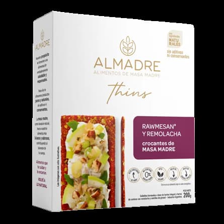 THINS CROCANTES DE MASA MADRE RAWMESAN Y REMOLACHA 160GR ALMADRE