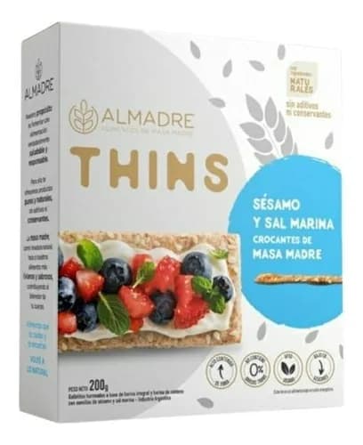 THINS CROCANTES DE MASA MADRE SESAMO Y SAL MARINA 160GR ALMADRE