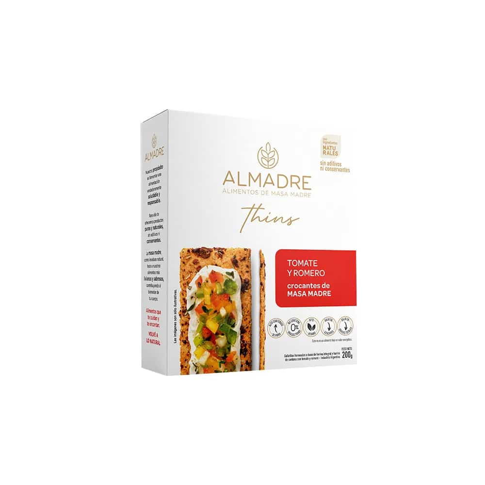 THINS CROCANTES DE MASA MADRE TOMATE Y ROMERO160GR ALMADRE