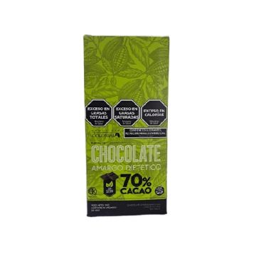 BARRA DE CHOCOLATE 70% CACAO CON STEVIA 10U 100GR COLONIAL