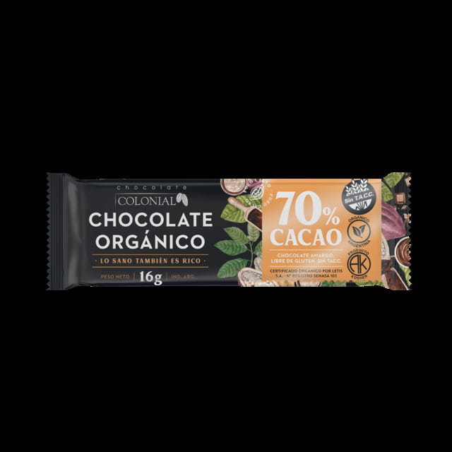 BARRAS DE CHOCOLATE ORGANICO 60% CACAO 10Ux100GR COLONIAL