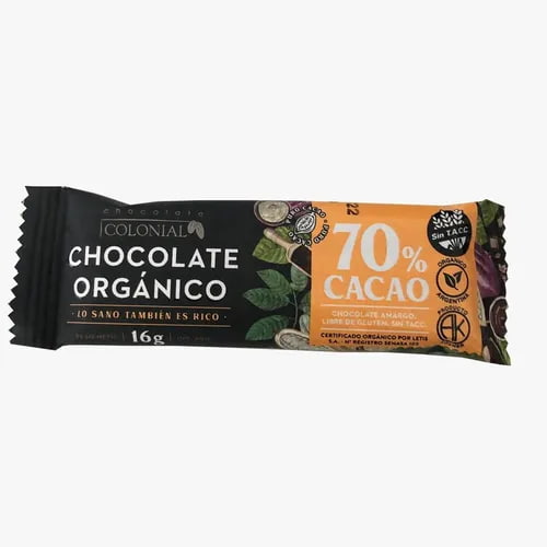 BARRAS DE CHOCOLATE ORGANICO 70% CACAO 10Ux100GR COLONIAL