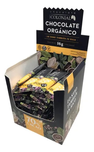 BARRITAS DE CHOCOLATE ORGANICO 70% CACAO 50x16GR COLONIAL