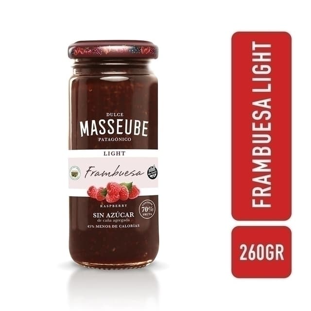 DULCE DE FRAMBUESA LIGHT SIN AZUCAR 260GR MASSEUBE PATAGONICO