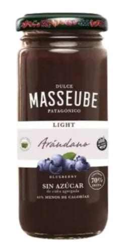 DULCE DE ARANDANO (BLUEBERRY) LIGHT SIN AZUCAR 260GR MASSEUBE PATAGONICO