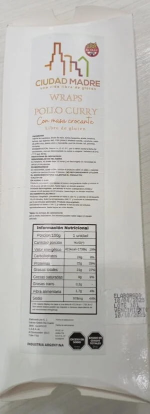 ROLL WRAP POLLO AL CURRY (LIBRE DE GLUTEN) CIUDAD MADRE
