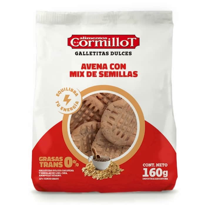 GALLETITAS AVENA CON MIX DE SEMILLAS 160GR CORMILLOT